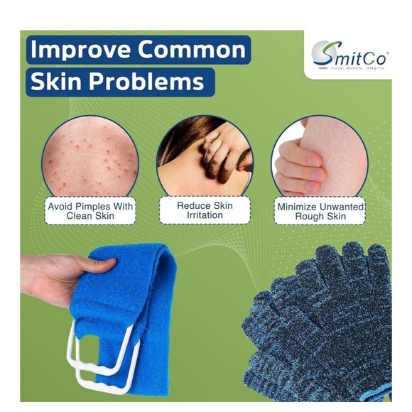 4 Exfoliating Gloves and 1 Back Srubber for Shower for Men and Women - Picture 4 of 7